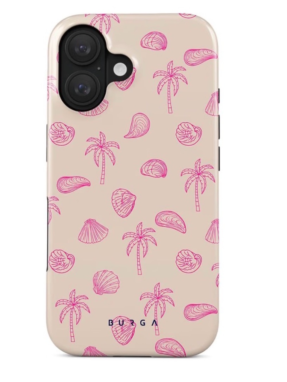 Burga Pink Shell & Palm iPhone Case - Beige Pink iPhone 16